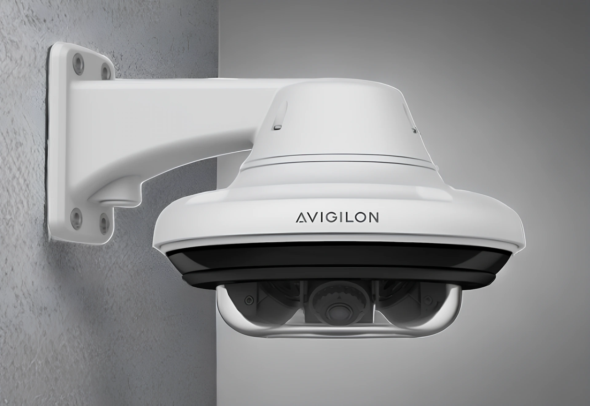 Avigilon wall-mounted dome security camera for high-definition video surveillance and monitoring.